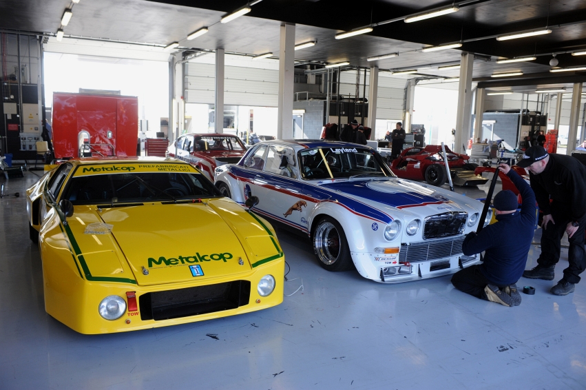 Silverstone Classic Media Day 2016, Silverstone Circuit, Northants, England. 27th April, 2016 Garages Copyright Free for editorial use