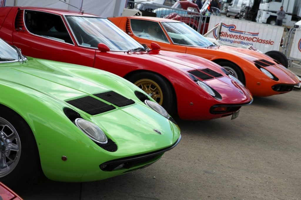 Silverstone Classic Media Day 2016, Silverstone Circuit, Northants, England. 27th April, 2016 Lamborghini Muira Copyright Free for editorial use